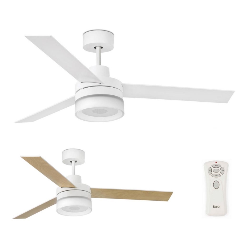 FARO 33460 - LED takfläkt med en högtalare ICE LED/15W/230V vit/brun + fjärrkontroll
