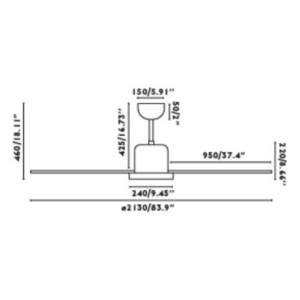 FARO 33461A - Takfläkt ANDROS XL vit + fjärrkontroll