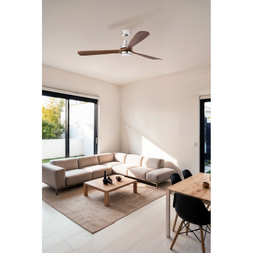 FARO 33463DC - LED takfläkt LANTAU LED/12W/230V trä/matt krom