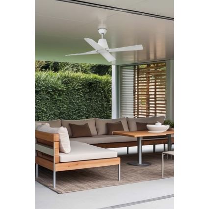 FARO 33480 - Takfläkt TYPHOON IP44 Ø 130 cm vit + fjärrkontroll
