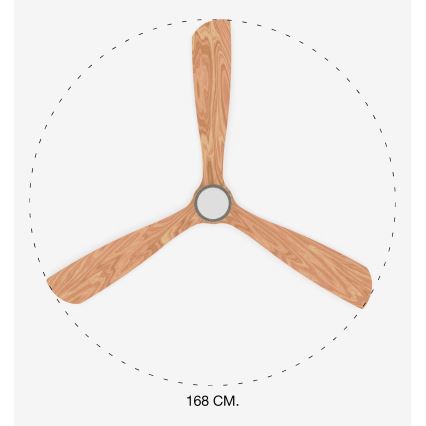 FARO 33505DC - LED takfläkt LANTAU XL LED/15W/230V trä/matt krom diameter 168 cm + fjärrkontroll