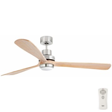 FARO 33505DC - LED takfläkt LANTAU XL LED/15W/230V trä/matt krom diameter 168 cm + fjärrkontroll