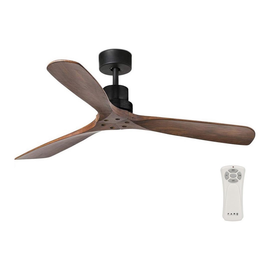 FARO 33516DC - Takfläkt LANTAU svart/brun Ø 132 cm + fjärrkontroll