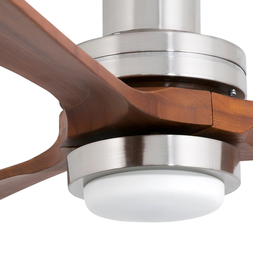 FARO 33518DC - LED takfläkt LANTAU LED/15W/230V matt krom/trä + fjärrkontroll