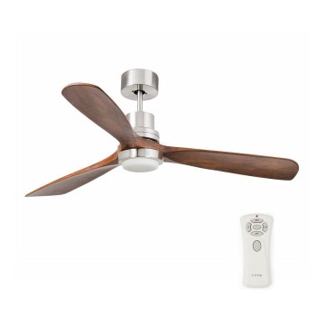 FARO 33518DC - LED takfläkt LANTAU LED/15W/230V matt krom/trä + fjärrkontroll