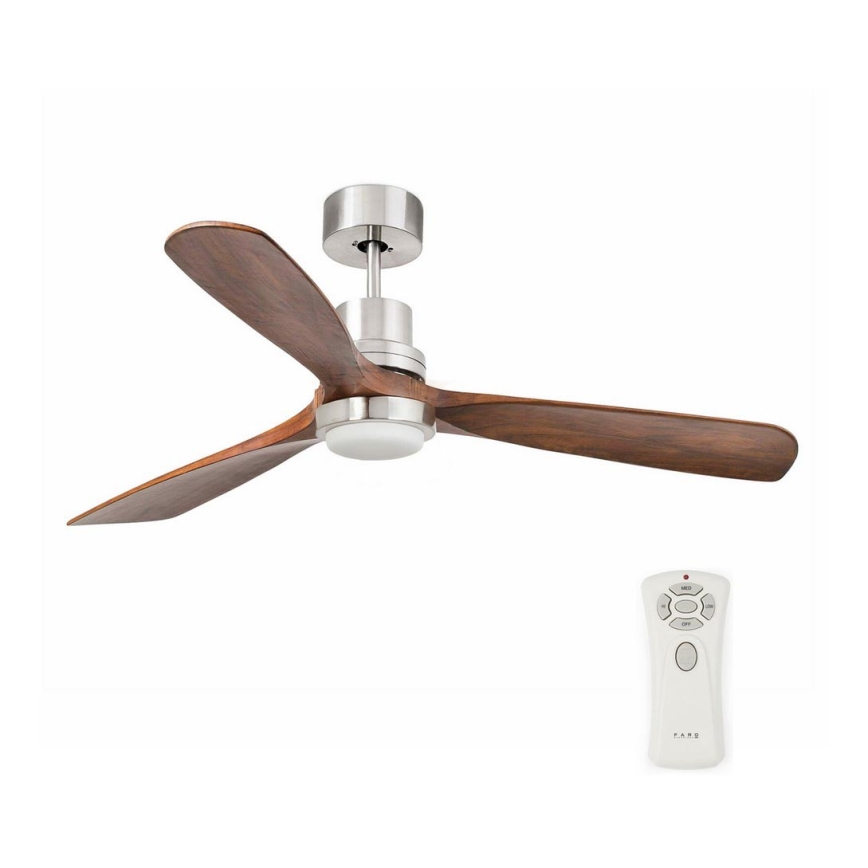 FARO 33518DC - LED takfläkt LANTAU LED/15W/230V matt krom/trä + fjärrkontroll