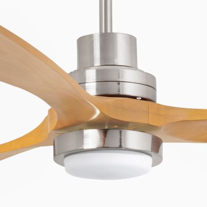 FARO 33560DC - LED Takfläkt LANTAU LED/15W/230V trä/krom Ø 132 cm + fjärrkontroll