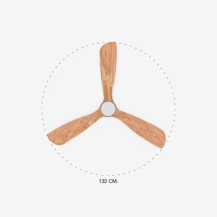 FARO 33560DC - LED Takfläkt LANTAU LED/15W/230V trä/krom Ø 132 cm + fjärrkontroll