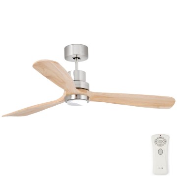 FARO 33560DC - LED takfläkt LANTAU LED/15W/230V trä/krom + fjärrkontroll
