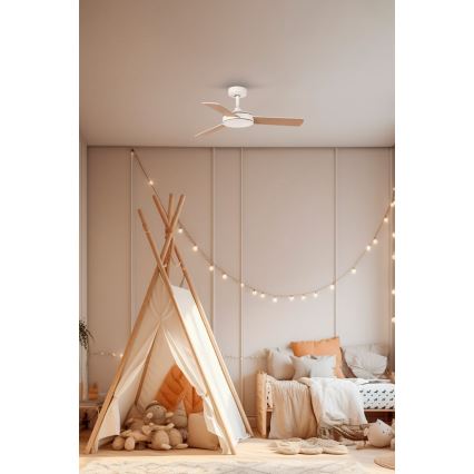 FARO 33603DC - Takfläkt MINI MALLORCA S brun/vit + fjärrkontroll