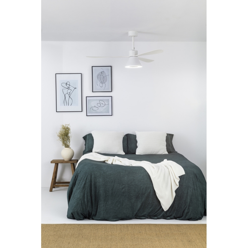FARO 33760WT-22 - Dimmbar takfläkt AMELIA L CONE LED/20W/230V 2700/3500/5000K vit pr. 132 cm Wi-Fi Tuya + fjärrkontroll