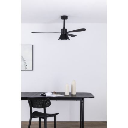 FARO 33761WT-23 - LED Dimbar takfläkt AMELIA L CONE LED/20W/230V 2700/3500/5000K svart diameter 132 cm Wi-Fi Tuya + fjärrkontroll