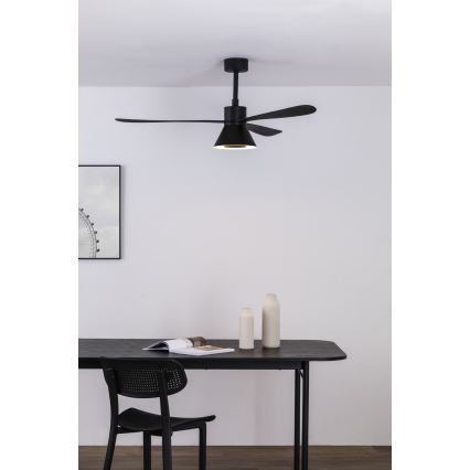 FARO 33761WT-23 - LED Степенов вентилатор на таван AMELIA L CONE LED/20W/230V 2700/3500/5000K черен pr. 132 см Wi-Fi Tuya + дистанционно управление
