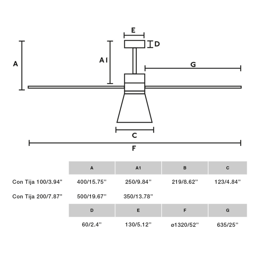FARO 33761WT-23 - LED Степенов вентилатор на таван AMELIA L CONE LED/20W/230V 2700/3500/5000K черен pr. 132 см Wi-Fi Tuya + дистанционно управление