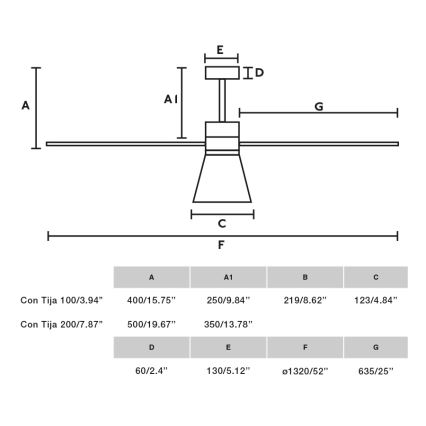 FARO 33762WT-24 - LED dimbar takfläkt AMELIA L CONE LED/20W/230V 2700/3500/5000K grå Ø 132 cm Wi‑Fi Tuya + fjärrkontroll