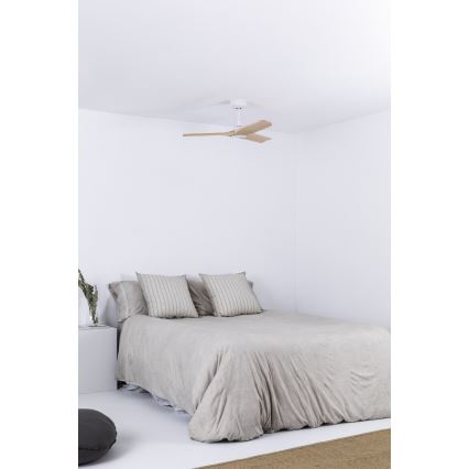 FARO 33805WT - Takfläkt HEYWOOD S trä/vit diameter 90 cm Wi-Fi Tuya + fjärrkontroll