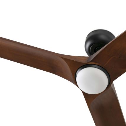 FARO 33806WT-1TW - LED Dimbar takfläkt HEYWOOD S LED/10W/230V 2700/4000/6000K trä/svart diameter 90 cm Wi-Fi Tuya + fjärrkontroll