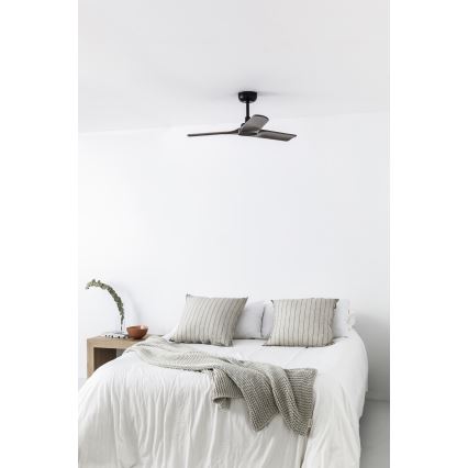 FARO 33806WT - Takfläkt HEYWOOD S trä/svart diameter 90 cm Wi-Fi Tuya + fjärrkontroll