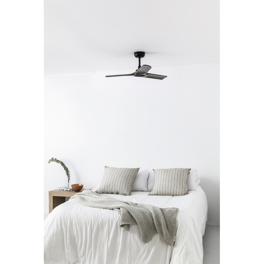 FARO 33806WT - Takfläkt HEYWOOD S trä/svart diameter 90 cm Wi-Fi Tuya + fjärrkontroll