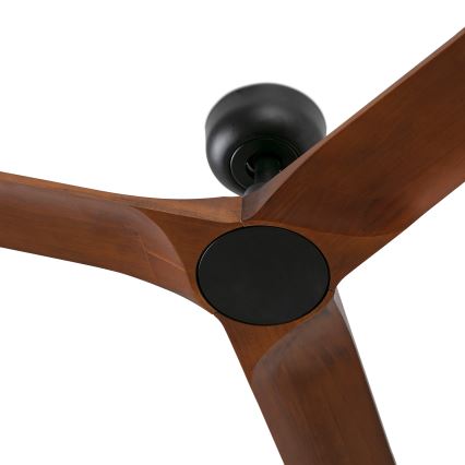 FARO 33806WT - Takfläkt HEYWOOD S trä/svart diameter 90 cm Wi-Fi Tuya + fjärrkontroll