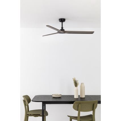 FARO 33809WT - Takfläkt HEYWOOD L trä/svart diameter 132 cm Wi-Fi Tuya + fjärrkontroll