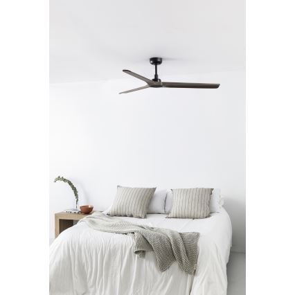 FARO 33809WT - Takfläkt HEYWOOD L trä/svart diameter 132 cm Wi-Fi Tuya + fjärrkontroll
