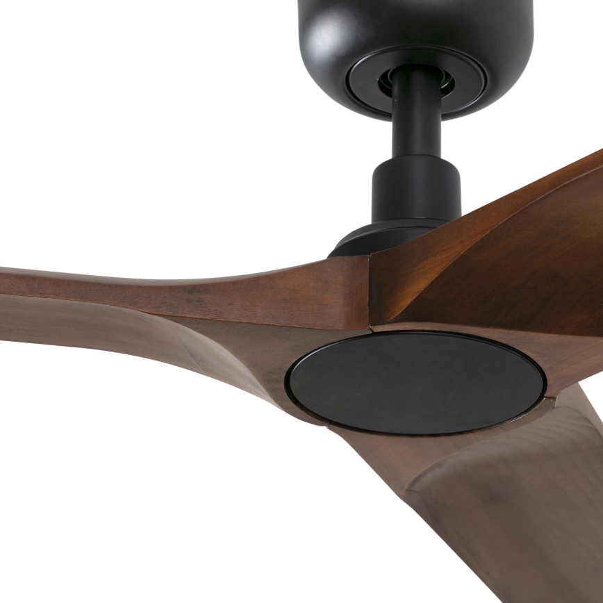 FARO 33809WT - Takfläkt HEYWOOD L trä/svart diameter 132 cm Wi-Fi Tuya + fjärrkontroll
