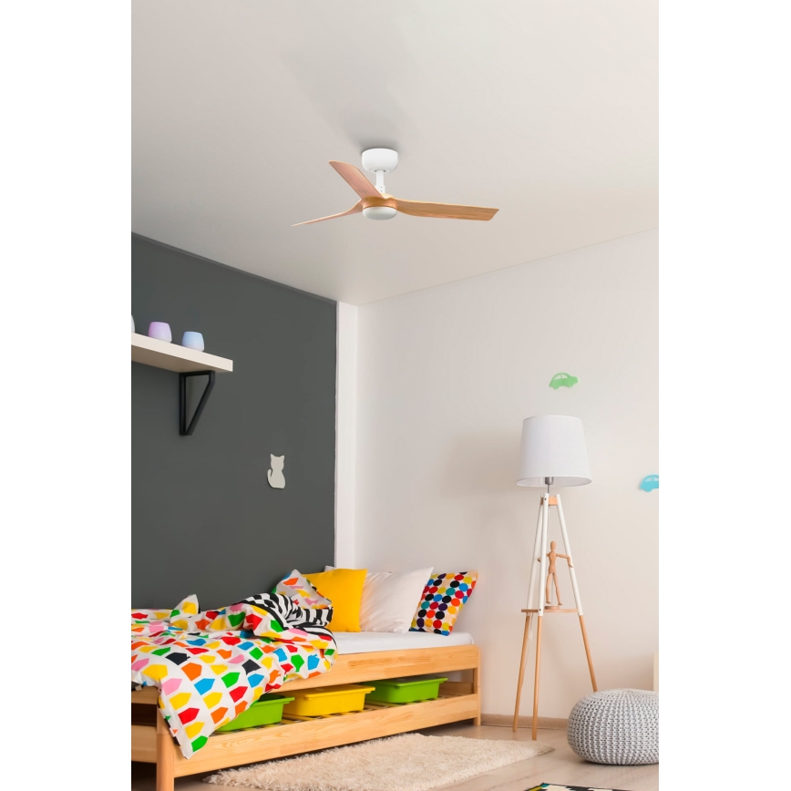 FARO 33821 - Takfläkt MINI PUNT S brun/vit diameter 90 cm + fjärrkontroll