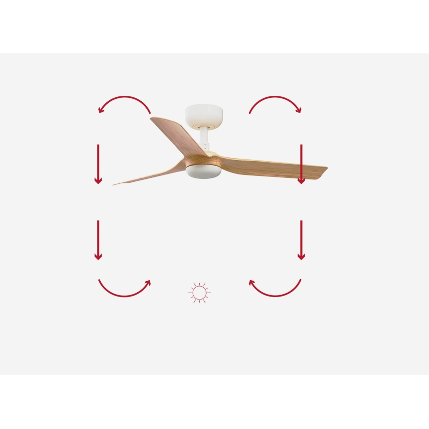 FARO 33821 - Takfläkt MINI PUNT S brun/vit diameter 90 cm + fjärrkontroll
