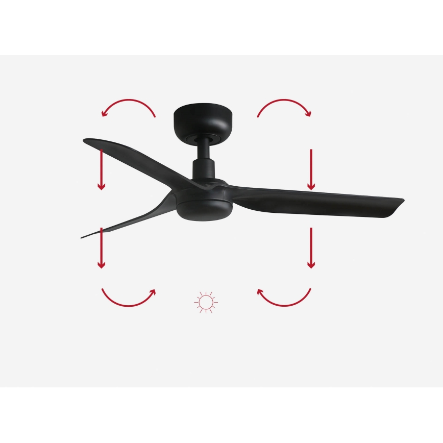 FARO 33822 - Takfläkt MINI PUNT S svart diameter 90 cm + fjärrkontroll