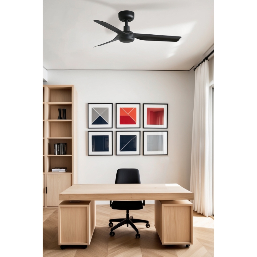 FARO 33822WT - Takfläkt MINI PUNT S svart diameter 90 cm Wi-Fi Tuya + fjärrkontroll