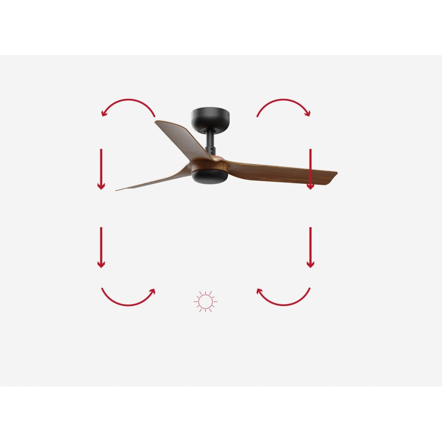 FARO 33823 - Takfläkt MINI PUNT S brun/svart Ø 90 cm + fjärrkontroll