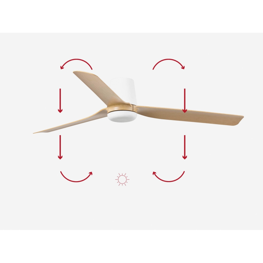 FARO 33829 - Takfläkt PUNT TUB M brun/vit Ø 130 cm + fjärrkontroll
