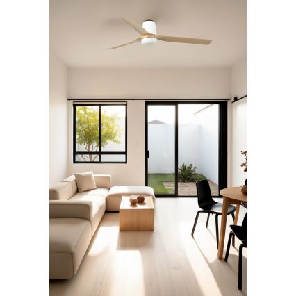FARO 33829WT-1TW - LED Dimbar takfläkt PUNT TUB M LED/18W/230V 3000/4200/6500K brun/vit diameter 132 cm Wi-Fi Tuya + fjärrkontroll