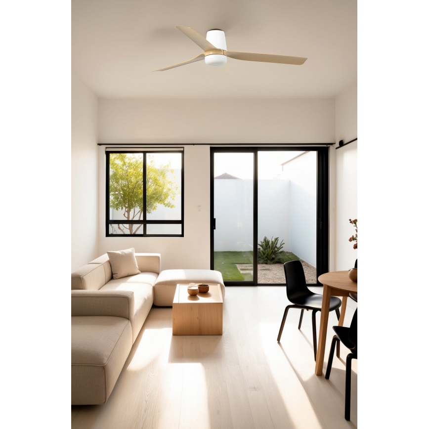 FARO 33829WT-1TW - LED Dimbar takfläkt PUNT TUB M LED/18W/230V 3000/4200/6500K brun/vit diameter 132 cm Wi-Fi Tuya + fjärrkontroll