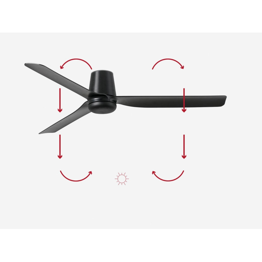 FARO 33830 - Takfläkt PUNT TUB M svart diameter 130 cm + fjärrkontroll