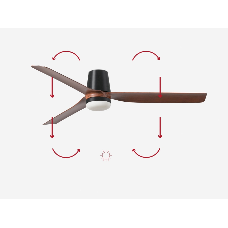 FARO 33831-1TW - LED Dimbar takfläkt PUNT TUB M LED/18W/230V 3000/4200/6500K diameter 130 cm brun/svart + fjärrkontroll
