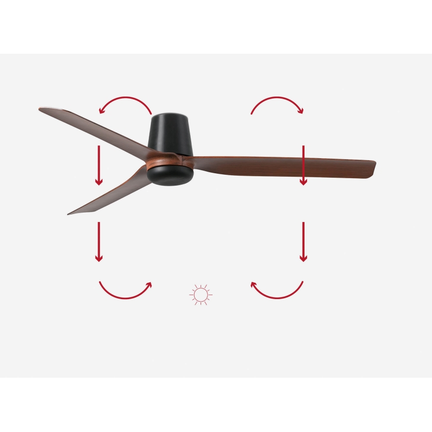 FARO 33831 - Takfläkt PUNT TUB M brun/svart diameter 130 cm + fjärrkontroll