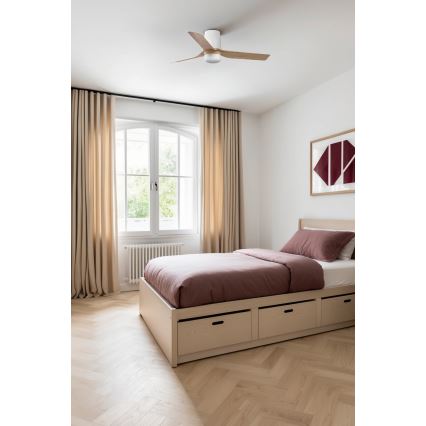FARO 33833WT-1TW - LED Dimbar takfläkt MINI PUNT TUB S LED/10W/230V 2700/4000/6000K brun/vit diameter 90 cm Wi-Fi Tuya + fjärrkontroll