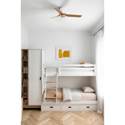 FARO 33833WT - Takfläkt MINI PUNT TUB S brun/vit diameter 90 cm Wi-Fi Tuya + fjärrkontroll
