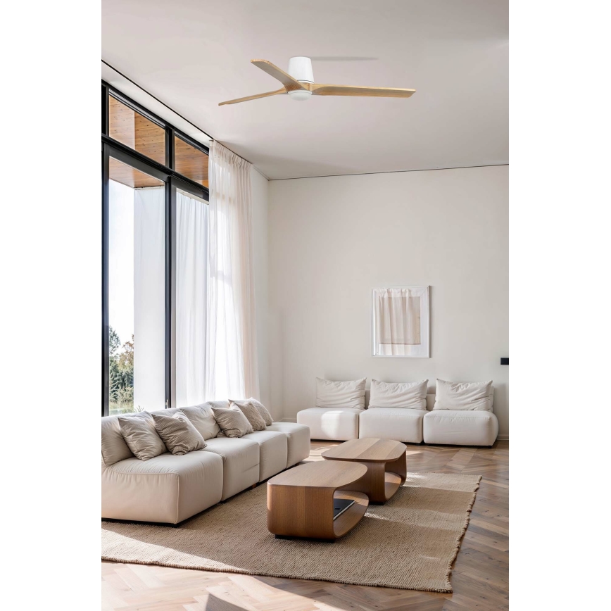 FARO 33838WT-1TW - LED Dimbar takfläkt HEYWOOD TUB L LED/10W/230V 2700/4000/6000K tall/vit diameter 132 cm Wi-Fi Tuya + fjärrkontroll