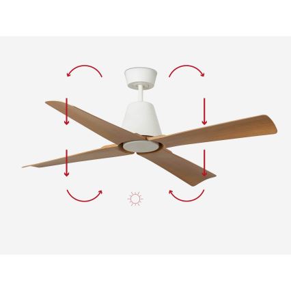 FARO 34105 - Takfläkt TYPHOON M brun/vit IP44 + fjärrkontroll