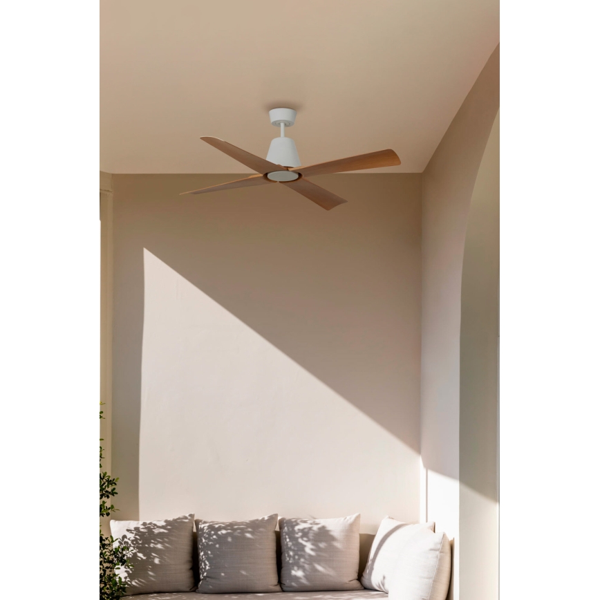 FARO 34105 - Takfläkt TYPHOON M brun/vit Ø 130 cm IP44 + fjärrkontroll