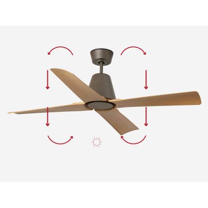 FARO 34106 - Takfläkt TYPHOON M brun IP44 + fjärrkontroll