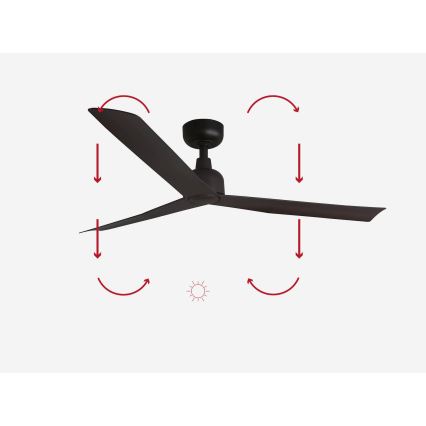 FARO 34275 - Takfläkt MARINE M brun diameter 125 cm IP44 + fjärrkontroll