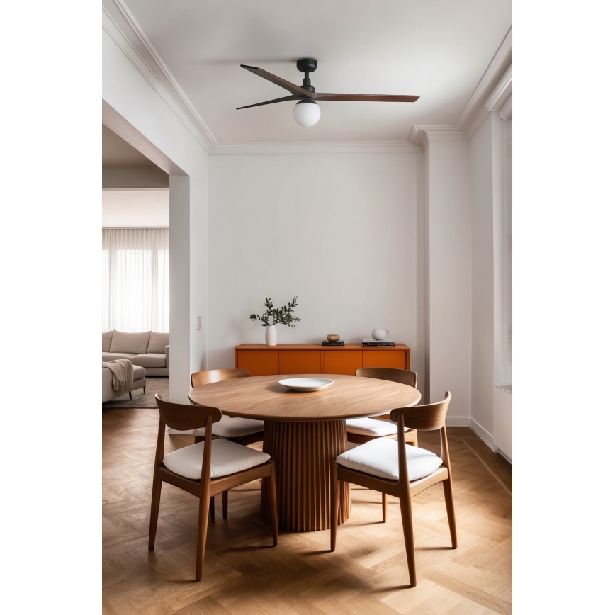 FARO 34276-11L - Takfläkt KLIM L 1xE27/15W/230V trä/svart diameter 150 cm + fjärrkontroll