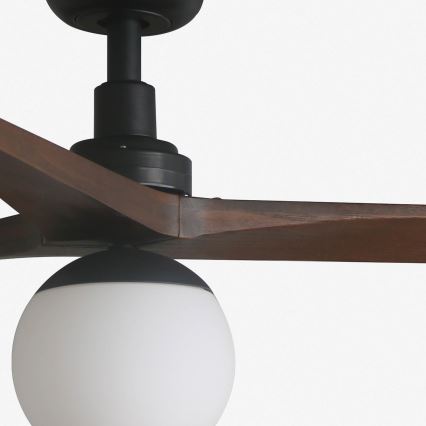 FARO 34276-11L - Takfläkt KLIM L 1xE27/15W/230V trä/svart diameter 150 cm + fjärrkontroll