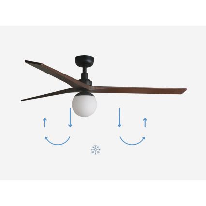 FARO 34276-11L - Takfläkt KLIM L 1xE27/15W/230V trä/svart diameter 150 cm + fjärrkontroll