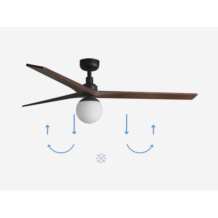 FARO 34276-11L - Takfläkt KLIM L 1xE27/15W/230V trä/svart diameter 150 cm + fjärrkontroll