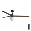 FARO 34276-11L - Takfläkt KLIM L 1xE27/15W/230V valnöt/svart Ø 150 cm + fjärrkontroll